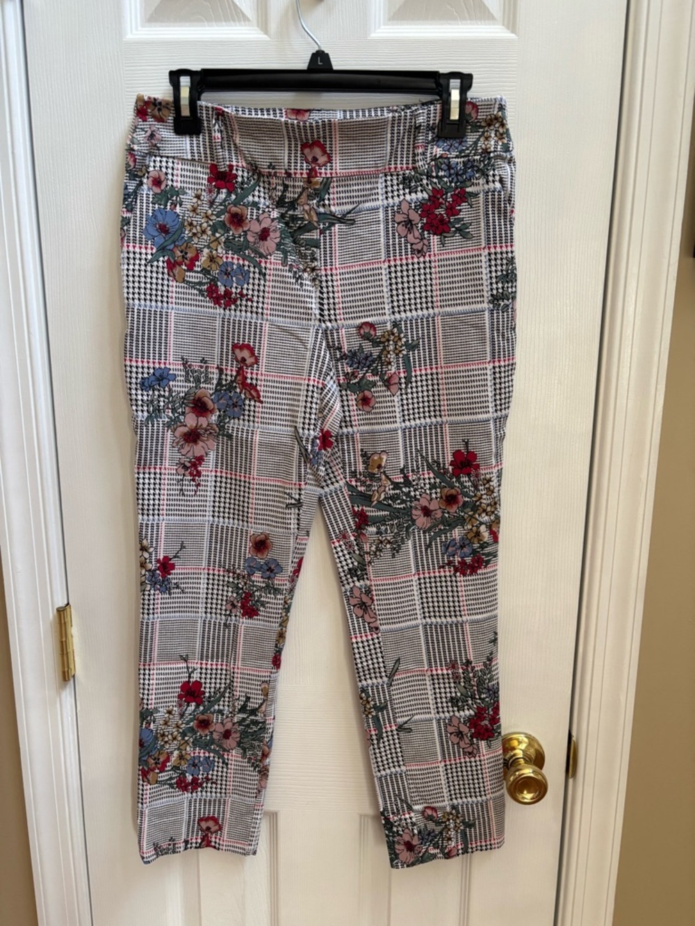 Jules & Leopold Floral Houndstooth Pull-On Ankle Pants, Size Med, EUC - Picture 2 of 4